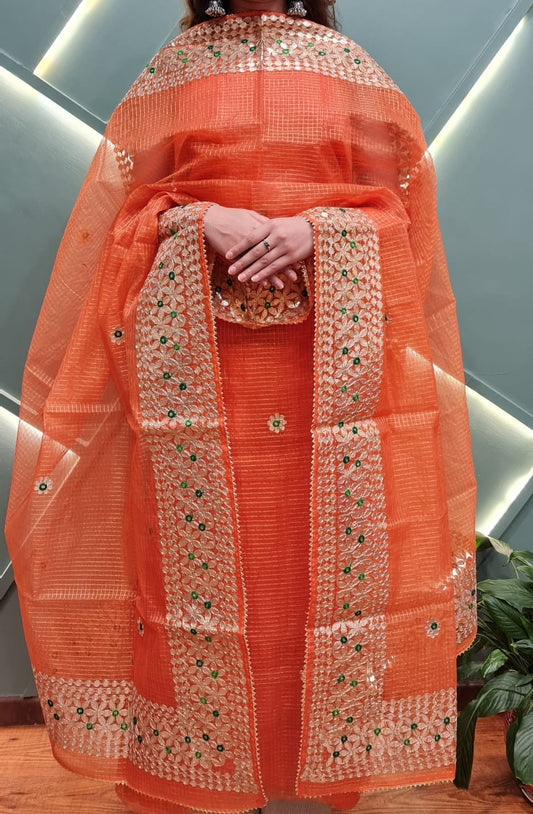 Kota Doria Gotta Patti Work Dress Material