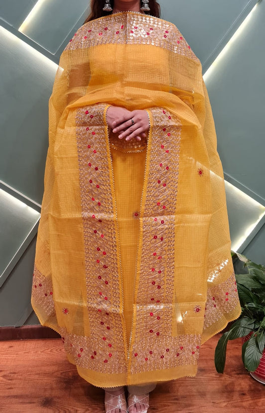 Kota Doria Gotta Patti Work Dress Material