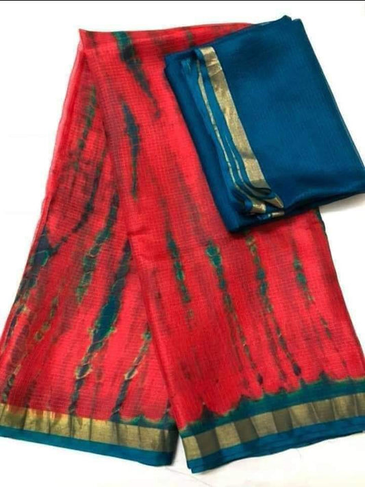 Pure Kota Doria Silk Saree Shibori Work