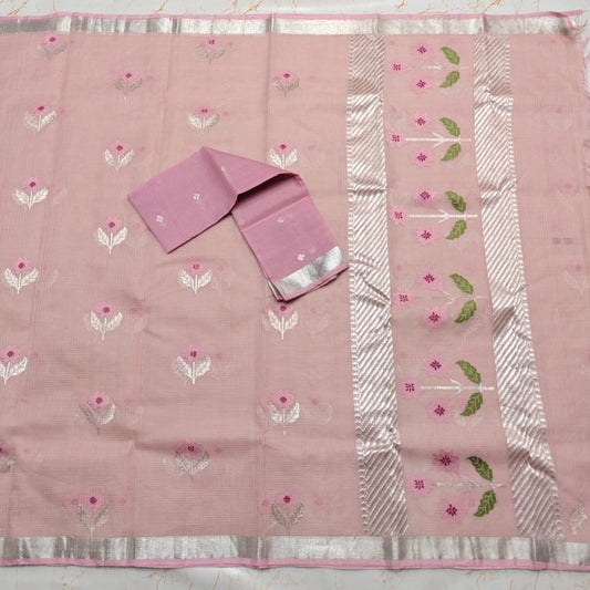 Pure Zari Kota Doria Handloom Saree