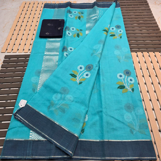 Pure Zari Kota Doria Handloom Saree