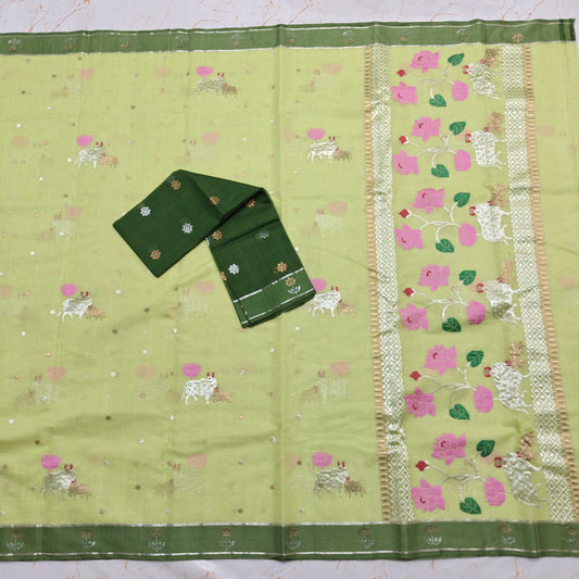 Pure Zari Kota Doria Handloom Saree
