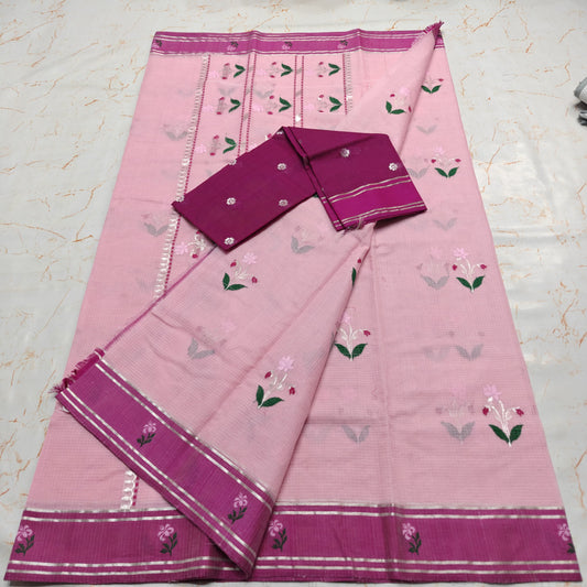 Pure Zari Kota Doria Handloom Saree