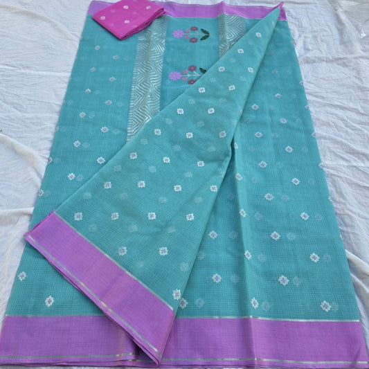 Pure Zari Kota Doria Handloom Saree