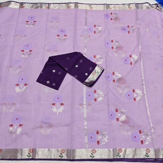 Pure Zari Kota Doria Handloom Saree