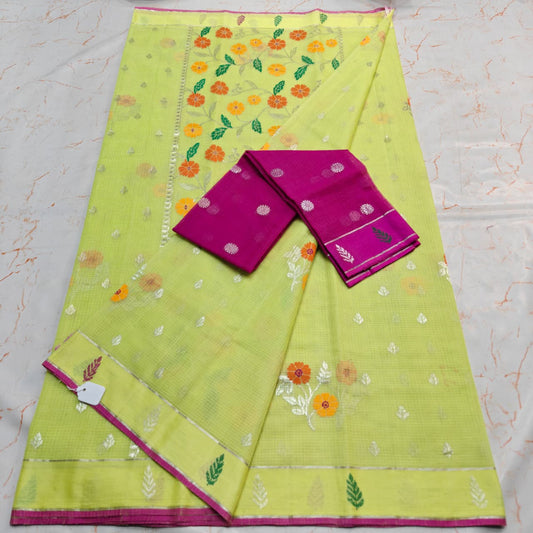 Pure Zari Kota Doria Handloom Saree