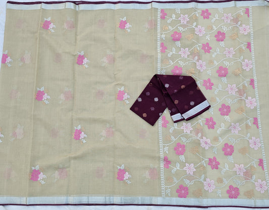 Pure Zari Kota Doria Handloom Saree