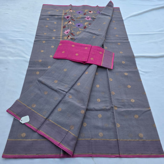 Pure Zari Kota Doria Handloom Saree