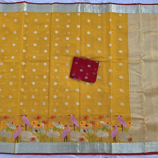 Pure Zari Kota Doria Handloom Saree