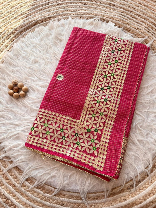 Pink Heavy Gota Patti Work Saree