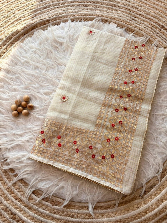 White Heavy Gota Patti Work Saree