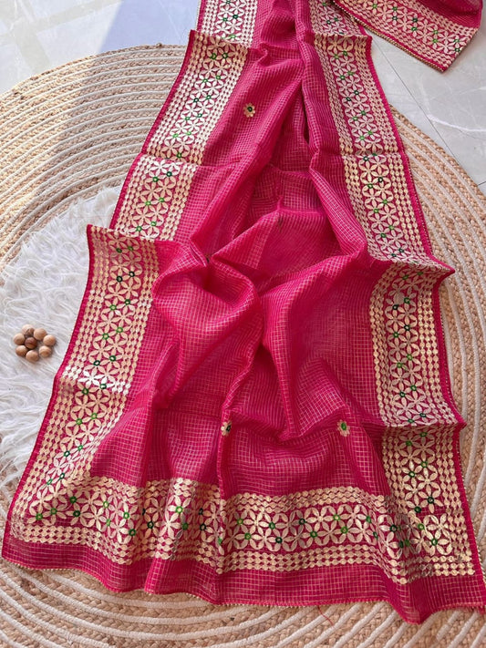 Pink Heavy Gota Patti Work Saree