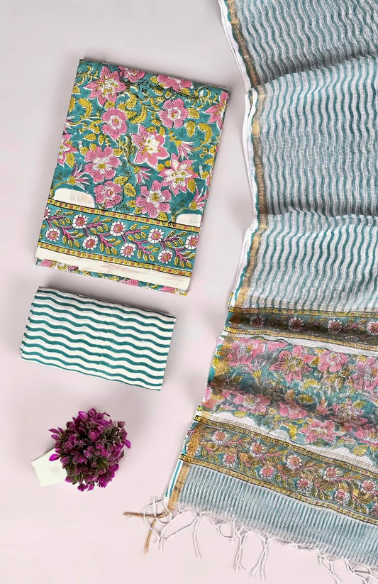 Jaipuri Cotton Suit with Kota Doria Dupatta