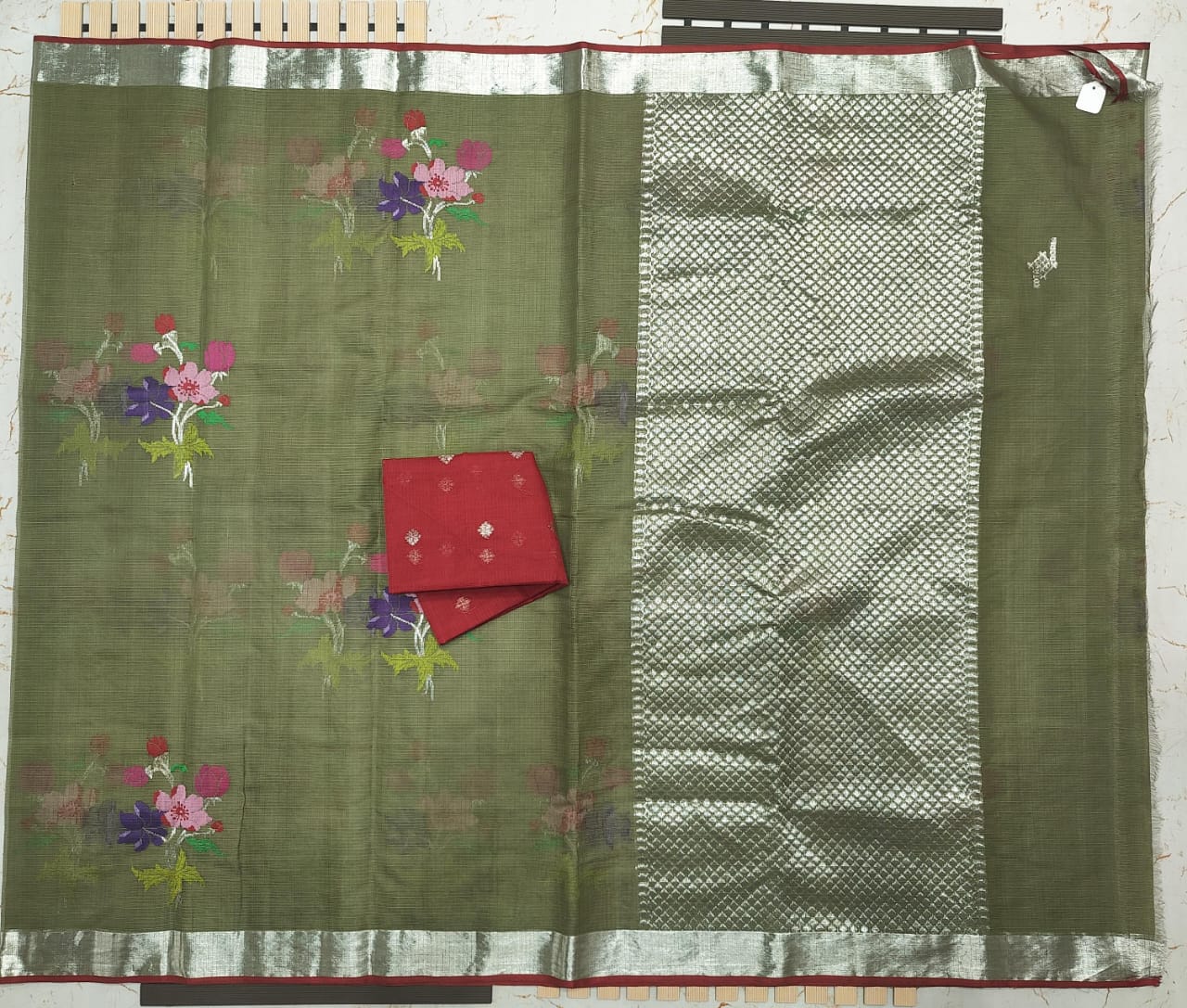 Pure Zari Kota Doria Handloom Saree