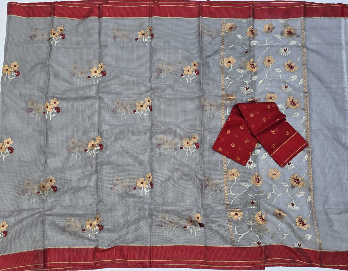 Pure Zari Kota Doria Handloom Saree