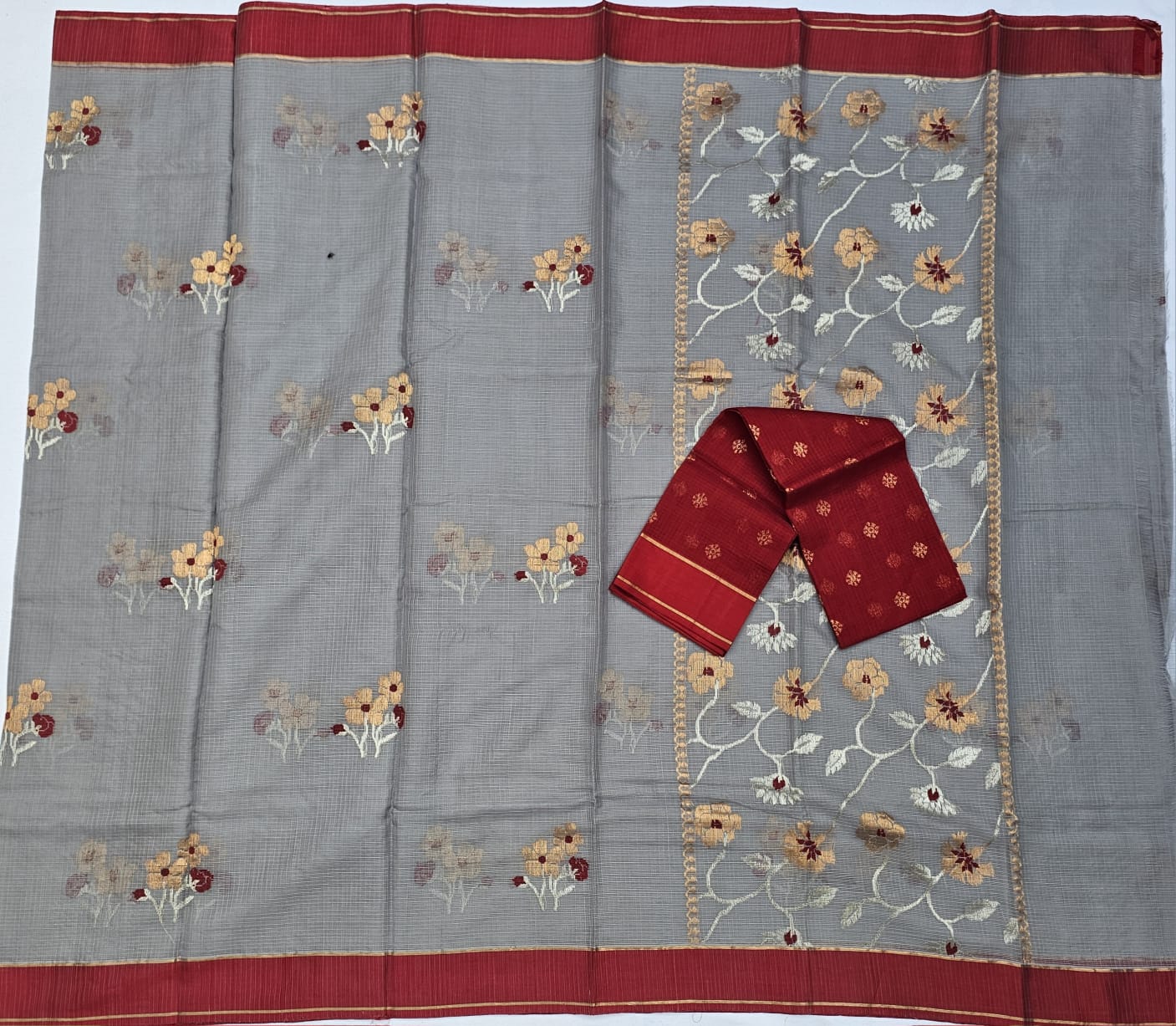 Pure Zari Kota Doria Handloom Saree