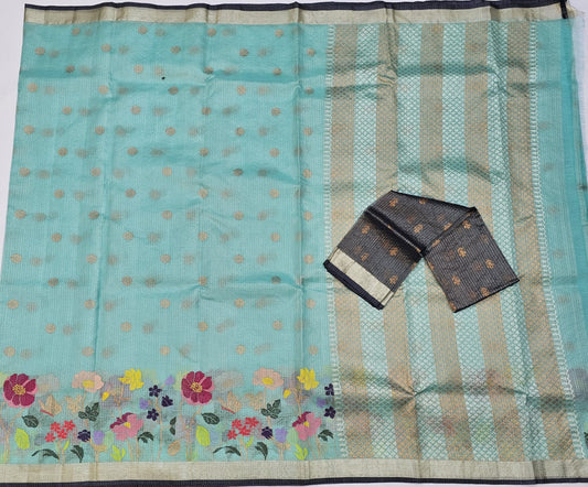 Pure Zari Kota Doria Handloom Saree
