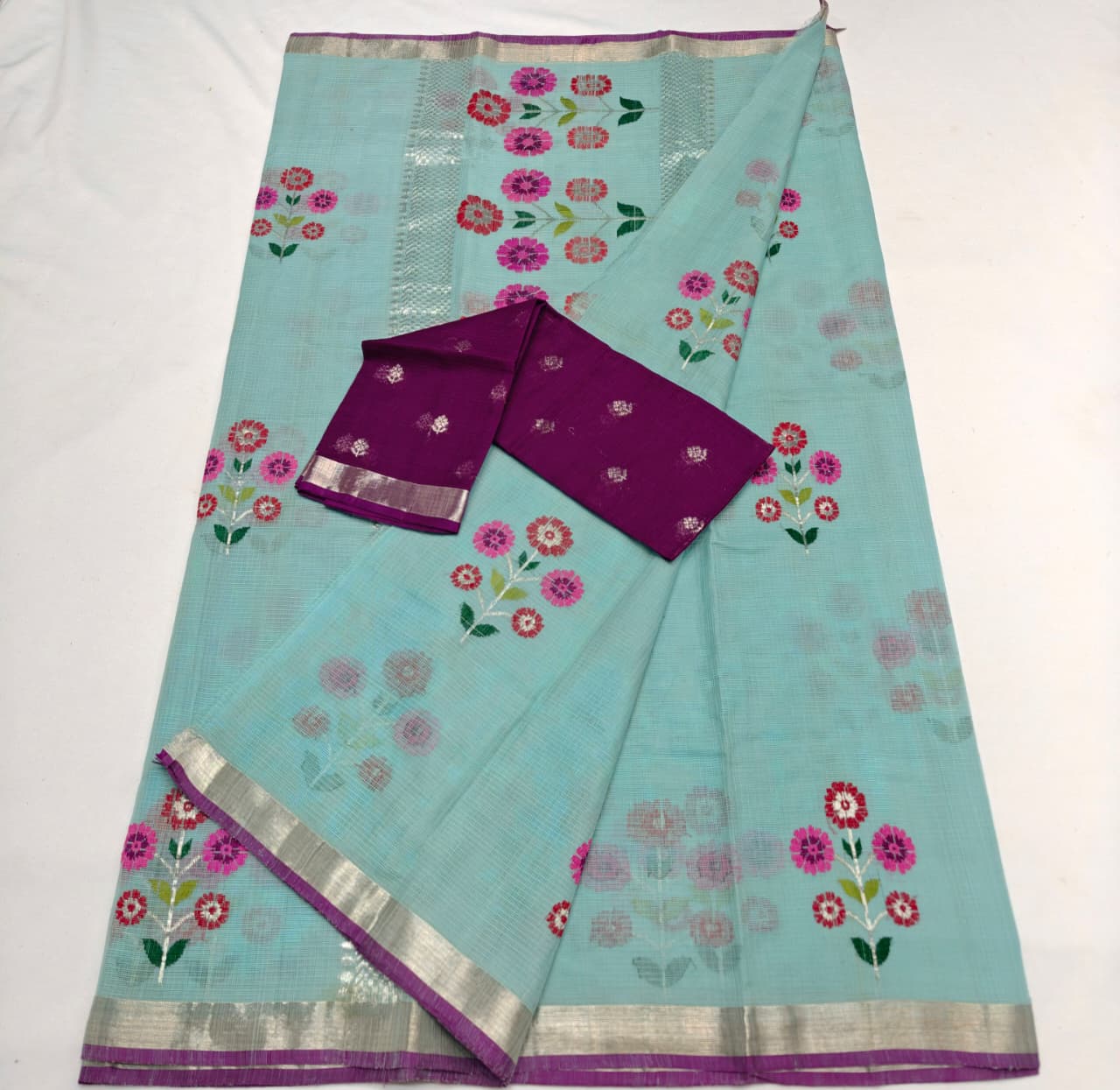 Pure Zari Kota Doria Handloom Saree