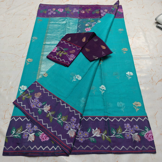 Pure Zari Kota Doria Handloom Saree