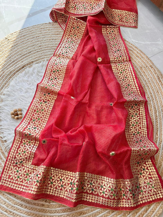 Red Heavy Gota Patti Work Saree