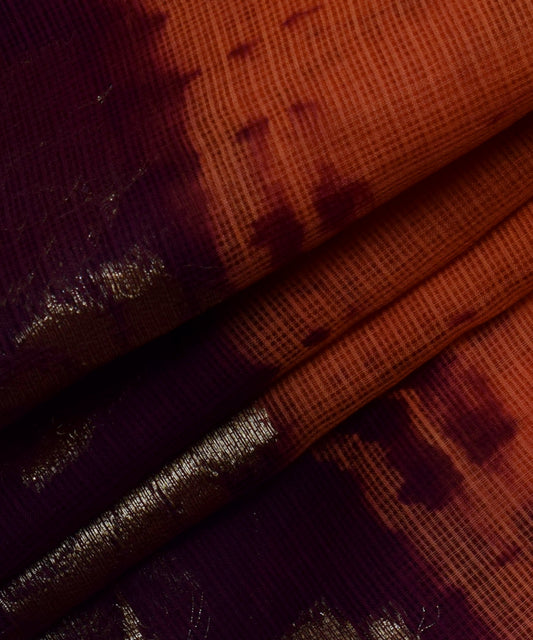 Brown Golden Work Zari Border KotaDoria Weaving Saree With Blouse
