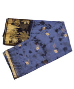 Blue Golden Work Zari Border KotaDoria Weaving Saree With Blouse