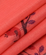 Bird Print Zari Border KotaDoria Cotton Saree With Blouse