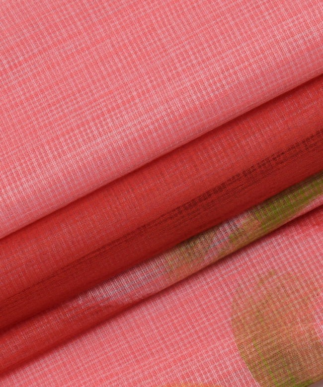 Floral Print Zari Border Cotton Kotadoria Saree With Blouse