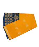 Yellow Blue Golden Work Zari Border KotaDoria Weaving Saree With Blouse