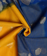Yellow Blue Golden Work Zari Border KotaDoria Weaving Saree With Blouse