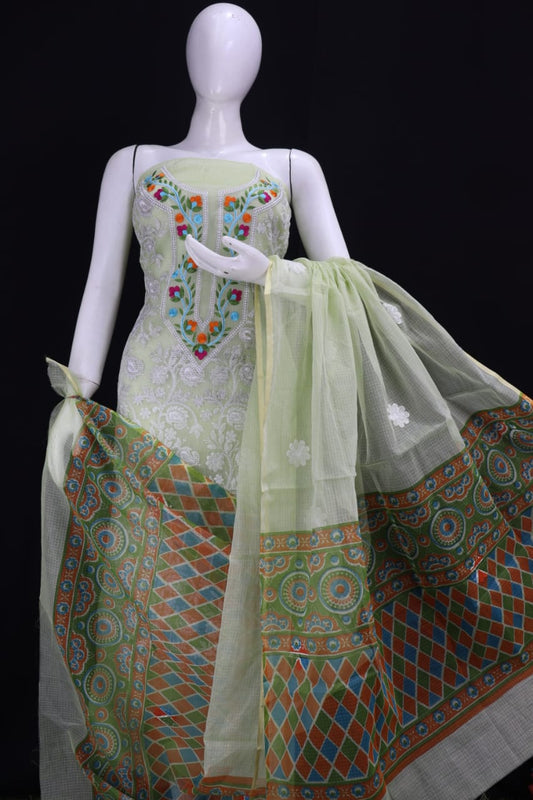 Green KOTA DORIA CHIKANGARI EMBROIDERY WORK SUIT