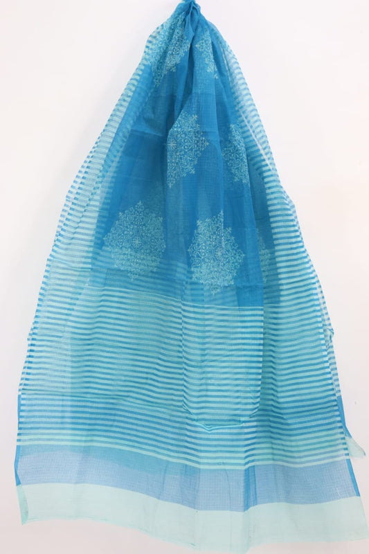 Elegant Sky Blue Dot Design Kota Doria Dupatta