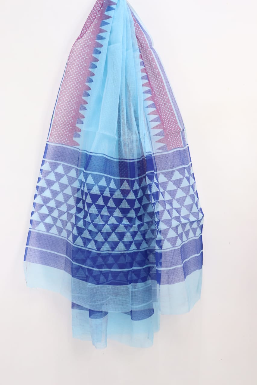 Pretty Blue Combination Kota Doria Dupatta