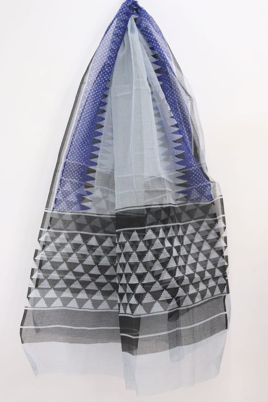 Geometric Black-Blue Combination Kota Doria Dupatta