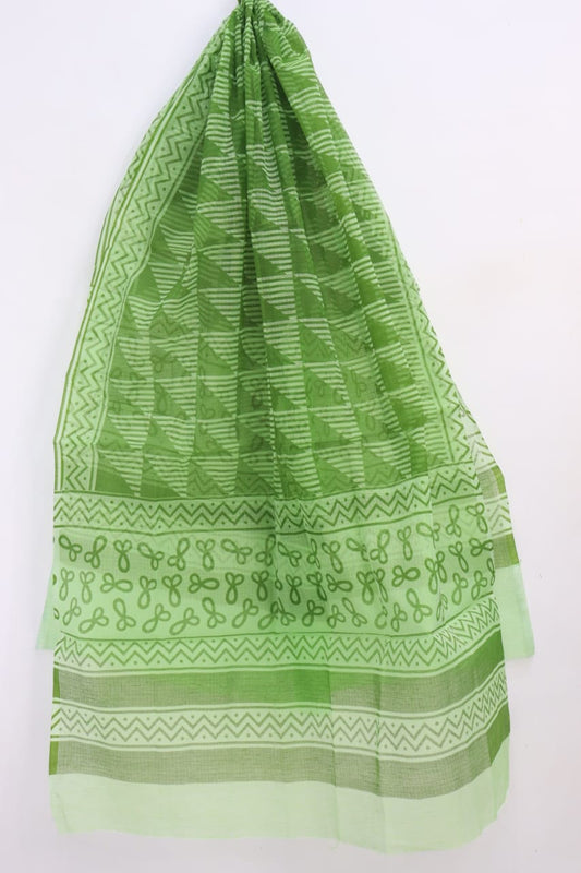 Pretty Green Block Printed Kota Doria Dupatta