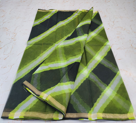 PURE Kota Doria Hand lehariya Saree