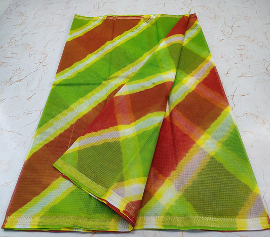 PURE Kota Doria Hand lehariya Saree